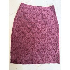 Halogen Plum Purple Floral Lace Pencil Skirt Petite 0P Professional Evening